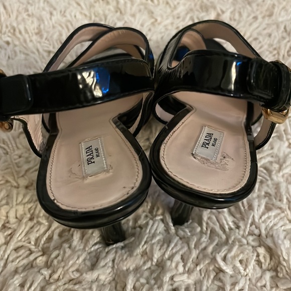 Prada Black Leather Cross Strap Platform Slingback Sandals - Picture 9 of 9